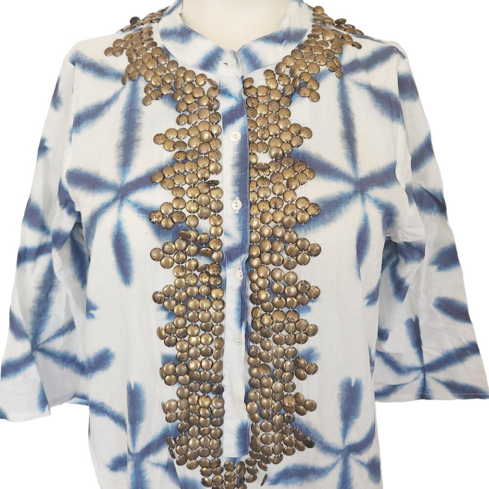 FIGUE Thandie Kaftan boho caftan tie dye beaded midi dress in Izu floral Size S - Picture 5 of 11